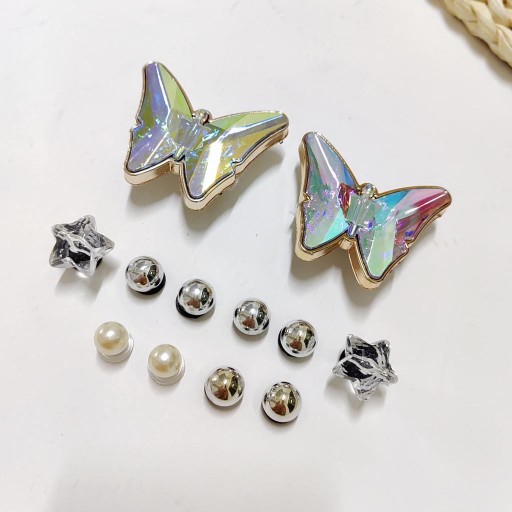 Neue Passform Lochschuhdekoration DIY Symphonie Schmetterling Sonne Perlen Set Schuhschnallen Zubehör Schuhblume