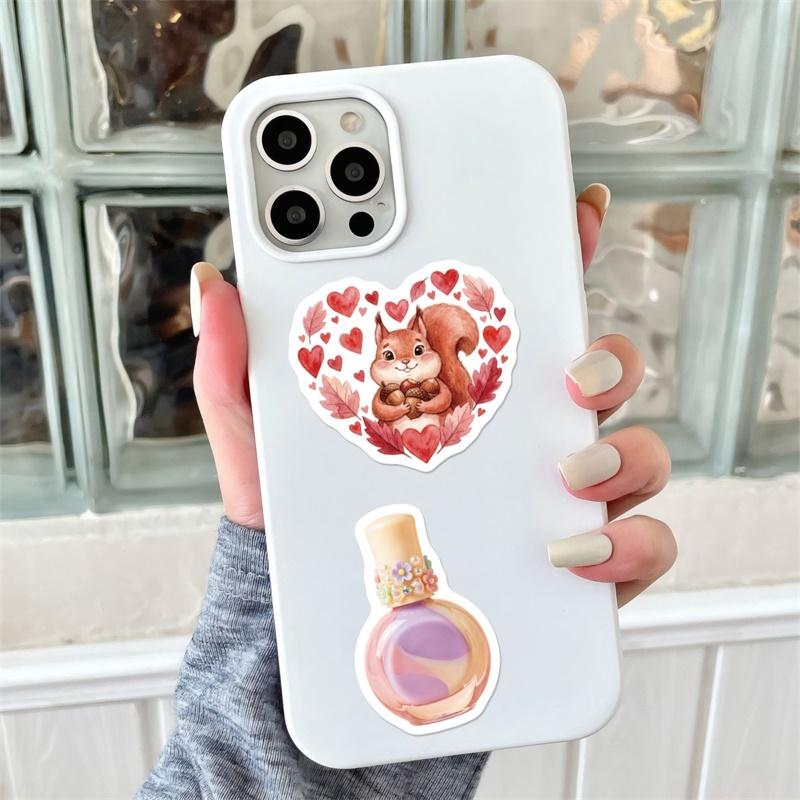 10/30/56PCS Bright Pink Color Girl Sticky PVC Sticker Stationery DIY Laptop Luggage Skateboard Decoration Scrapbooking