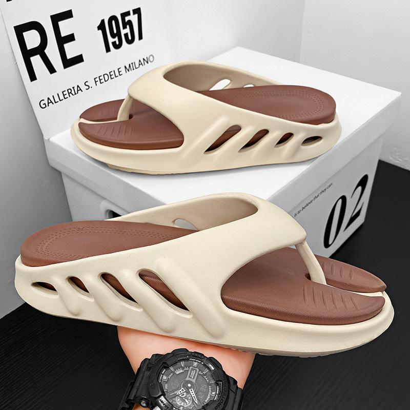 Fashion Litfun New Summer Beach Slippers For Men Home Non-Slip Bathroom Slides Men Fashion Casual Summer Sandals Thick Bottom Flip Flops