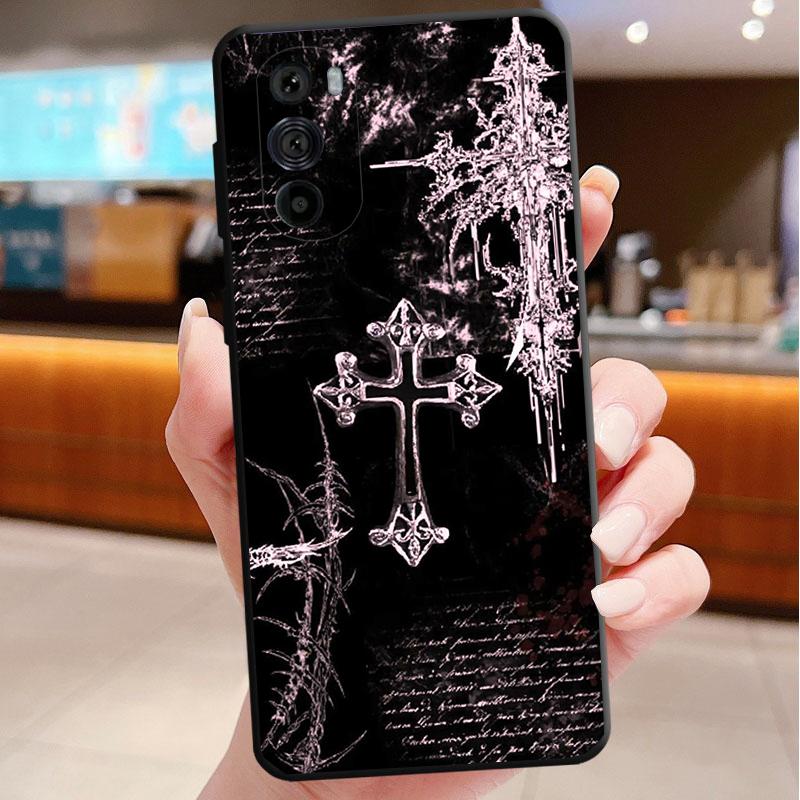 Phone Case For Motorola Edge 60 50 40 Pro 60 50 40 30 Ultra Neo Fusion Moto G Stylus G Gothic Cyber Sigil Cross