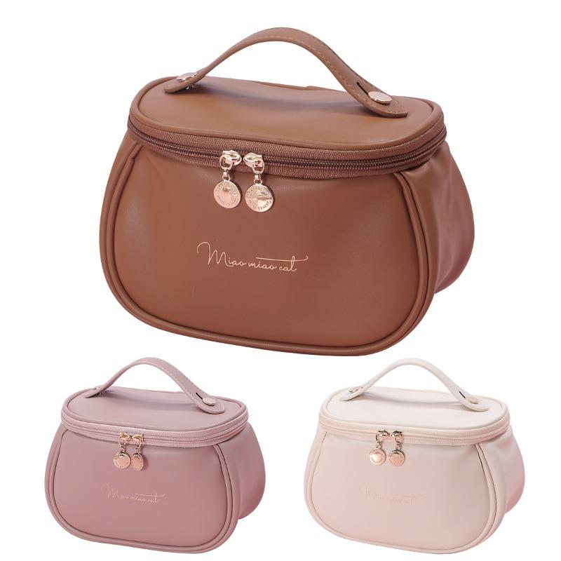 Large Capacity Portable Pu Leather Cosmetic Bag For Women