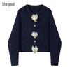 Women's Wool Blend French Retro 3D Floral Knit Cardigan