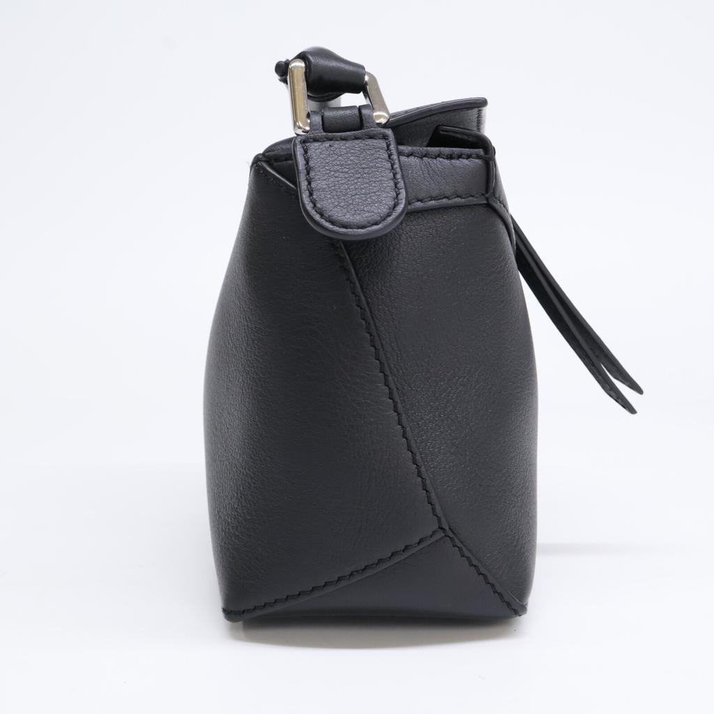 LOEWE Classic Calfskin Puzzle Edge Mini 2-Way Handbag Shoulder bag blackUsed