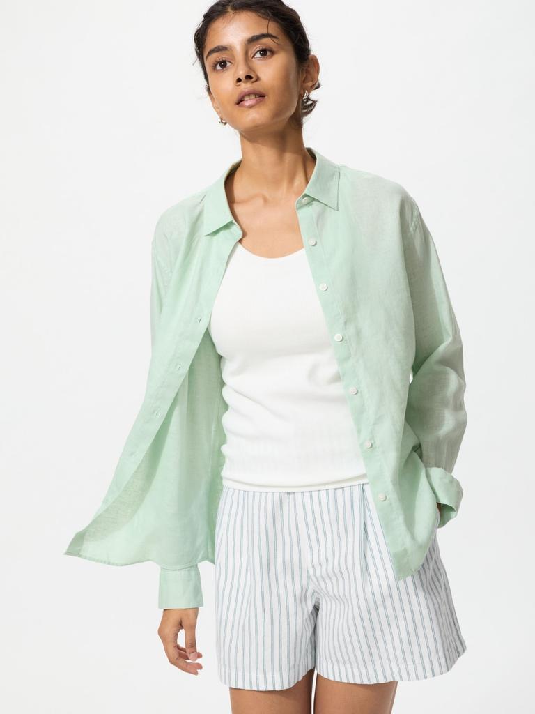 Uniqlo Camisa de lino premium de manga larga 