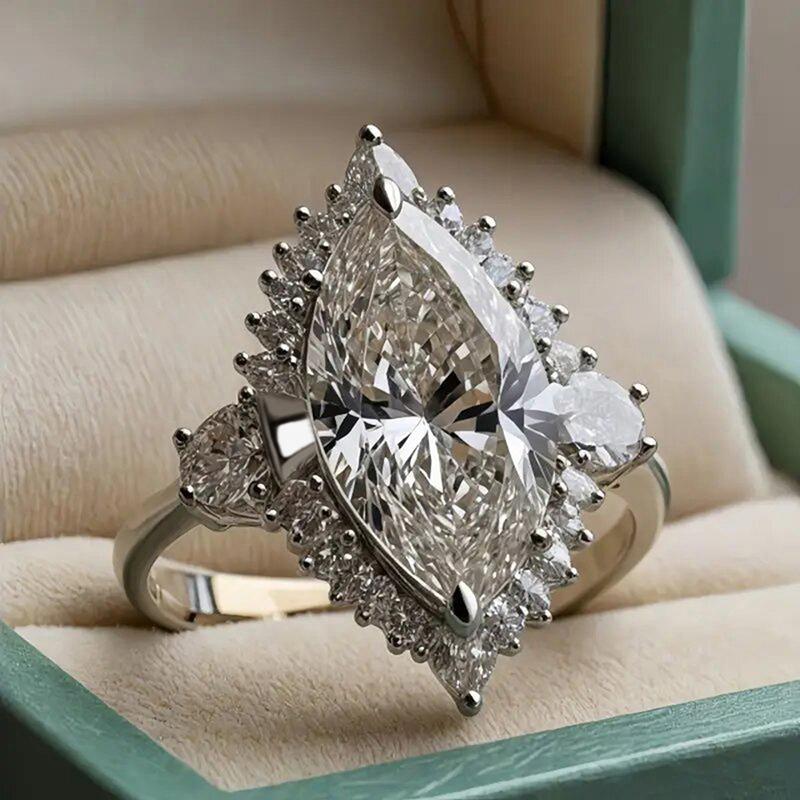 European and American New Horse Eye Proposal Zircon Ring for Women, Elegant, High End, Light Luxury Zircon Accessories
