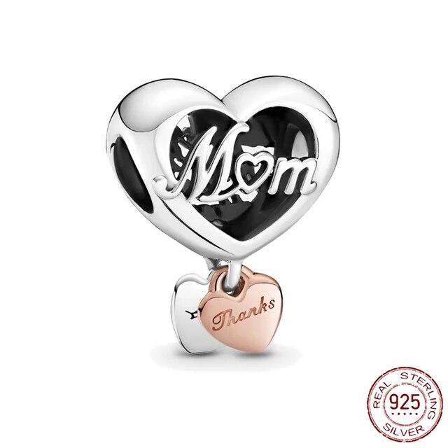 925 Sterling Sølv Hjerte & Mamma Dangle Dream Catcher Charm Fit OriginalNew Armbånd DIY Smykker For Dame Armbånd DiyBeads