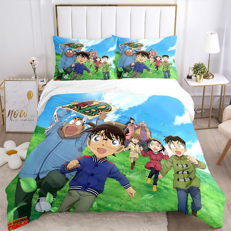 Detective Conan Adventure Print 3Pcs Bedding Setduvet Cover With 2 Bedropillowcase Home Birthday Gift