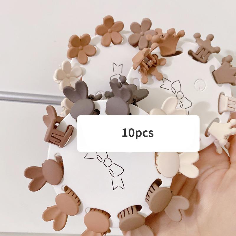 10PCS Korean Ins Milk Tea Color Morandi Small Grip Mini Children's Small Claw Clip Plum Blossom Star Small Hair Clip