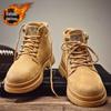 Men's Extra Large Yellow Martin Boots - Autumn/Winter Wear-Resistant Top Layer Cowhide Work Boots