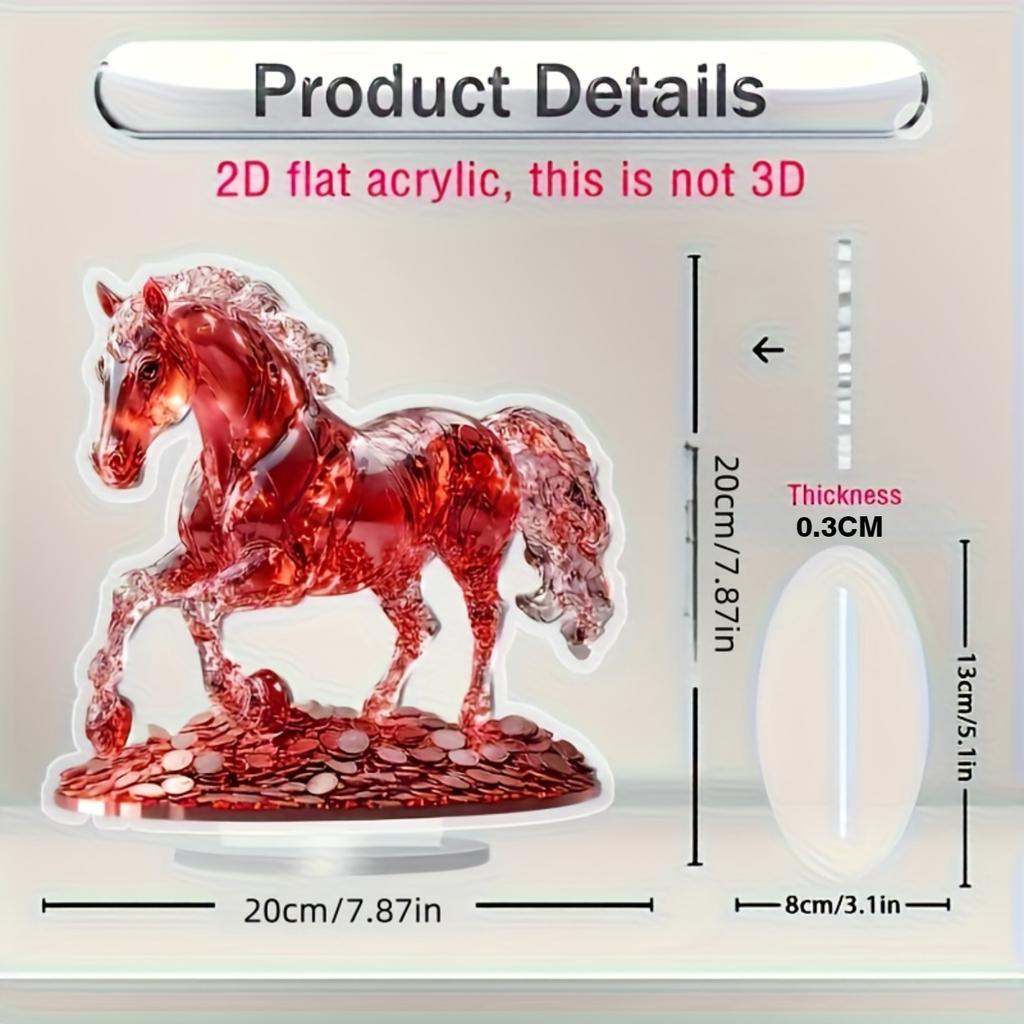 2D Flat Elegant Crystal Horse Statue Home Decoration Retro Style Animal Theme Decoration Logo and Plaque,for Office, Bedroom, Dining Room, Bathroom