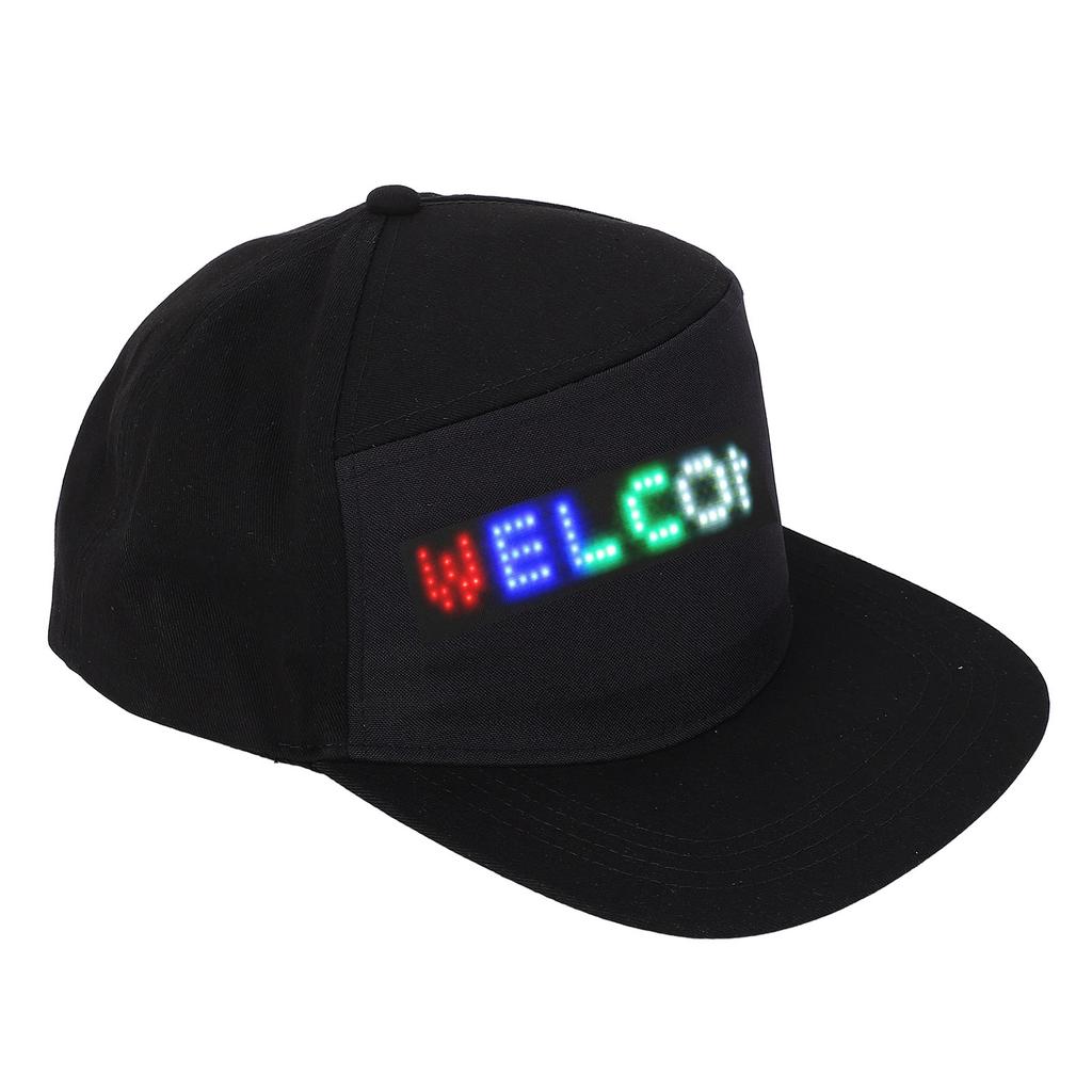 Programmable Cap 16x32 Dots Color LED Display Screen BT Mobile APP Control Editable Cotton Smart Hat Adjustable Size