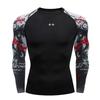 Herren Sport Fitness Langarm Kompressionsshirt Stretch Schnelltrocknend Atmungsaktiv Trainings Oberteil für Laufen Basketball