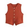 Kaslead New Arrival Women's Clothing Fashion Style Decorated Row Button Knitting Vest Skirt 5584664 5584665