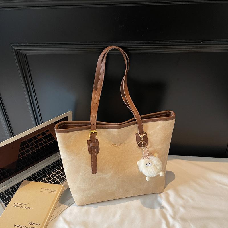 Popular Contrasting Color Tote Bag Large-capacity Women's 2025 New Commuting Shoulder Bag High-end Underarm Bag