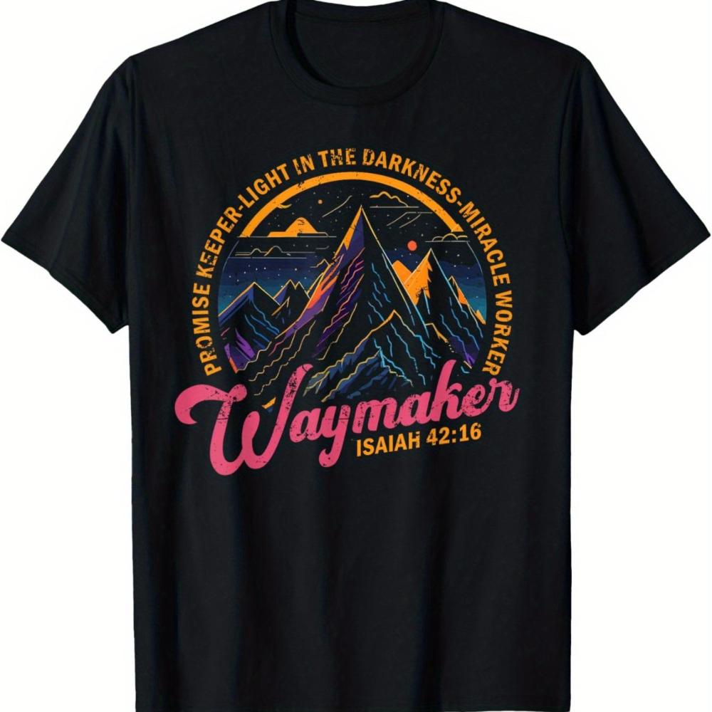 

Christian T-Shirt Featuring Waymaker Vintage Promise Keeper and Worker Themes Black Casual Shirt for Summer 5XL різнокольоровий