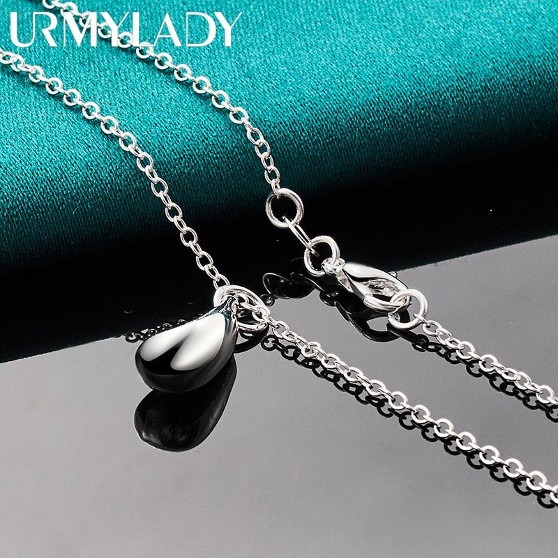 URMYLADY 925 Sterling Silver Water Drop Pendant Necklace For Women Wedding Engagement Fashion Jewelry