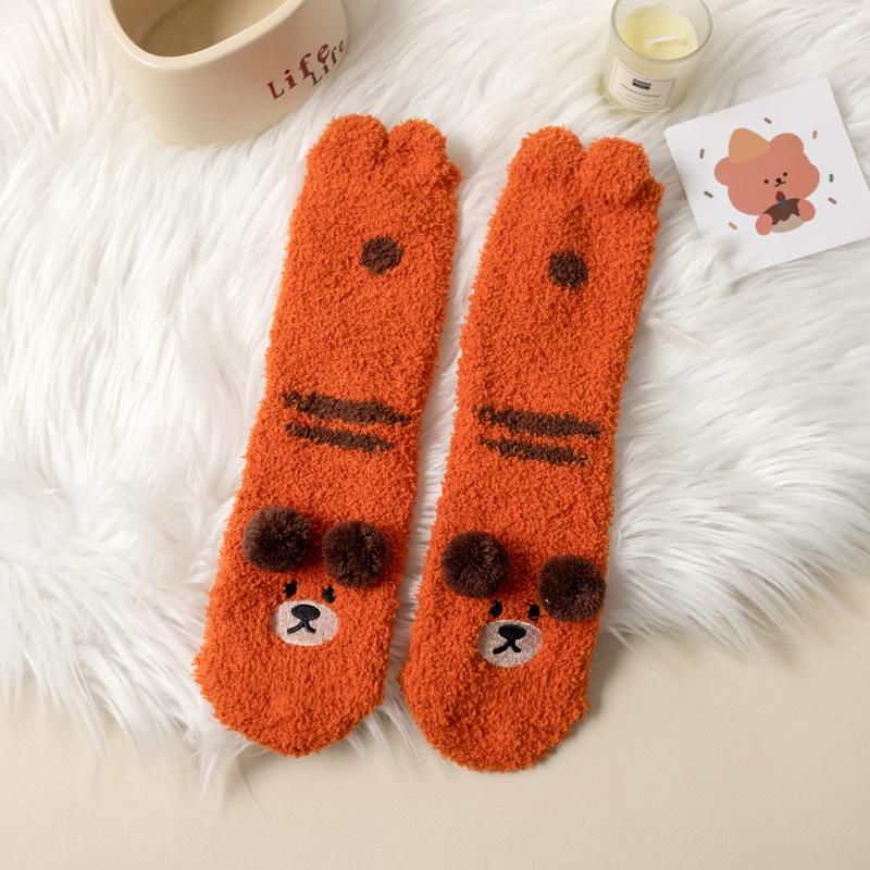 

5/10 пар Зручні Повсякденні Потовщені Осінньо-Зимові Шкарпетки з Коралового Вельвету для Жінок Милі Мультяшні Підлогові Шкарпетки для Прямої Ноги Домашні Теплі Шкарпетки 5 Pairs