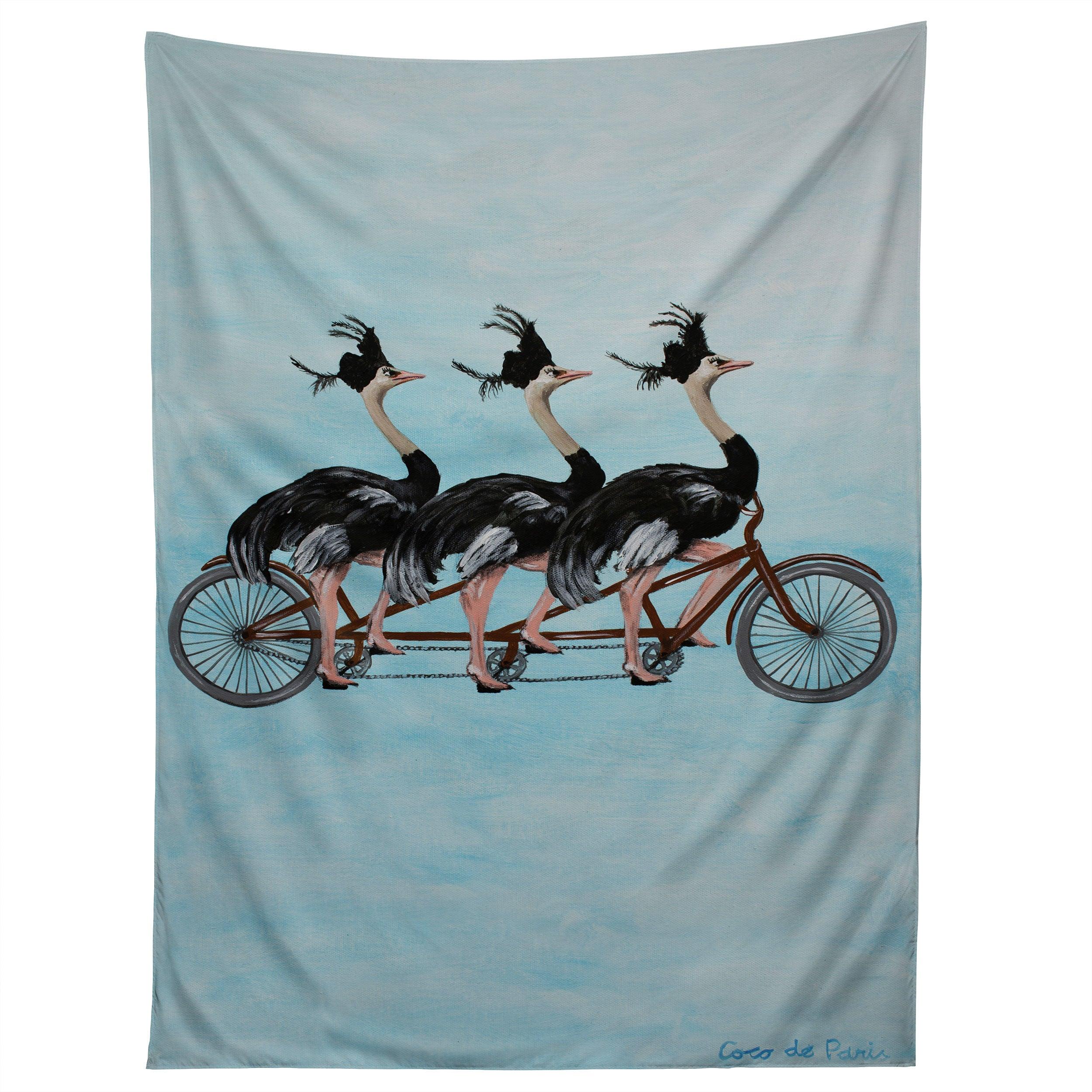 OSTRICHES ON BICYCLE tapestry 75x100