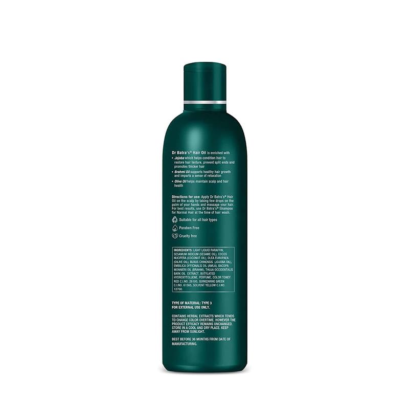 Dr Batra’s Hair Oil with Jojoba | Doctor Formulated, Clinically Inspired | Herbal Hair Oil | Helps Reduce Hair Fall & Strengthen Hair | Suitable fo