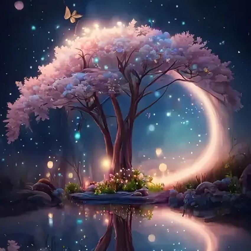 Diamond Painting 5D Full Diamond Painting DIY Square Diamond Round Diamond Home Landscape Moon Decoration Painting