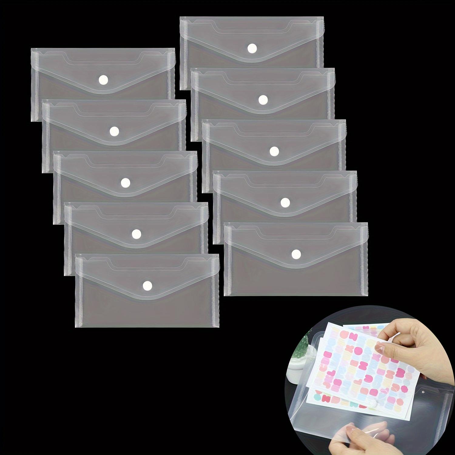 

10pcs Plastic Document Bag Snap Closure Versatile Document Receipt Organizer Folder File Bag School Home Office Supplies Storage