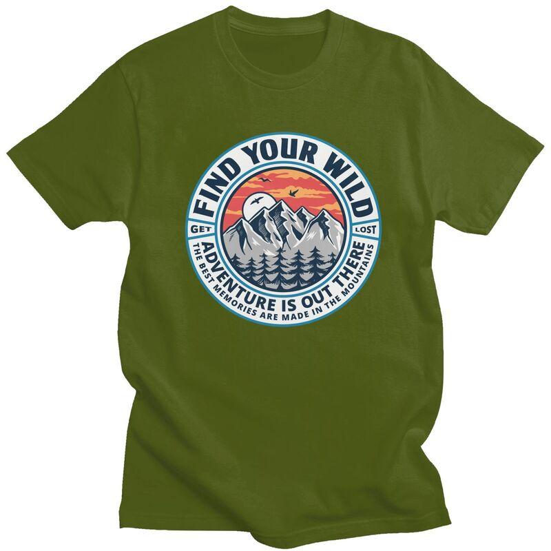 Custom Adventure Camping Mountain Camper T Shirt for Men 100 Cotton Tshirt Tees Tshirts Slim Fit Clothing Gift