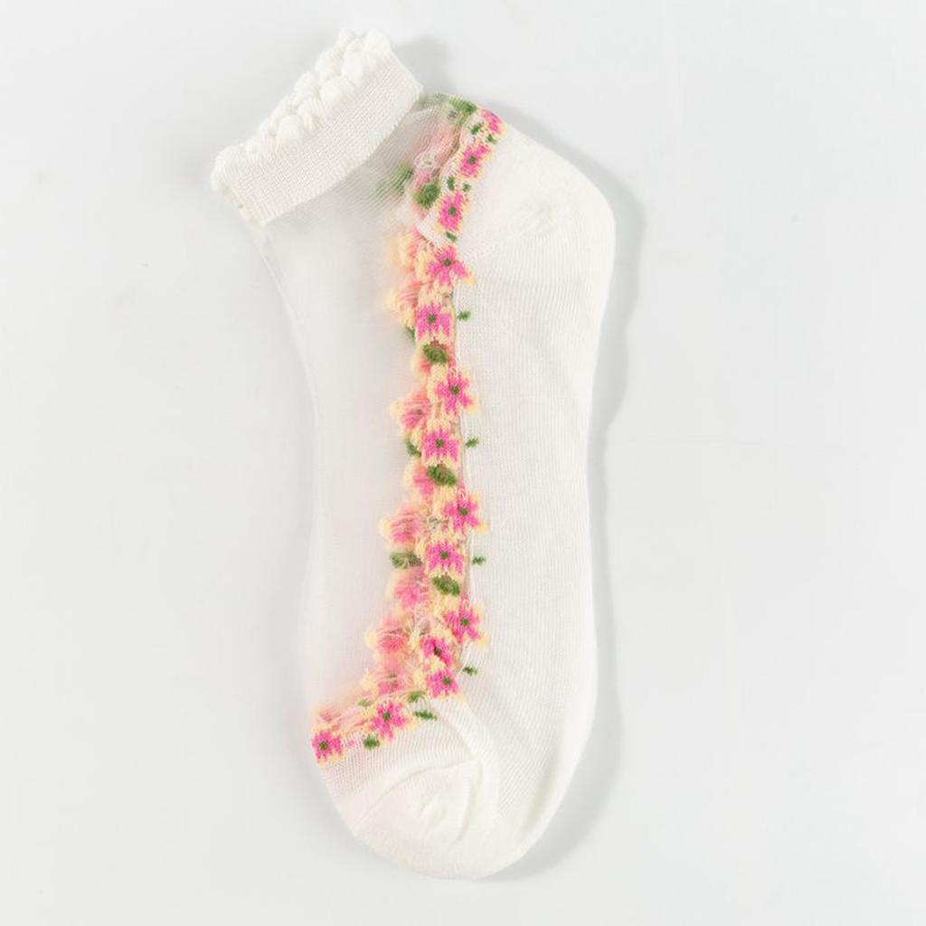 Women's Socks With Floral Patterns, Breathable And Sweat Absorbing Lace