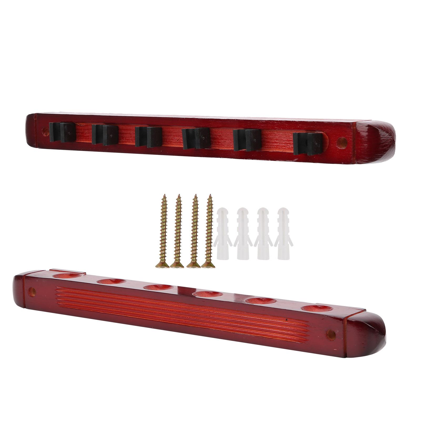

Wall Mounted Wooden Billiard Pool Cue Rack 6 Sticks Hanging Holder Billiard Accessory