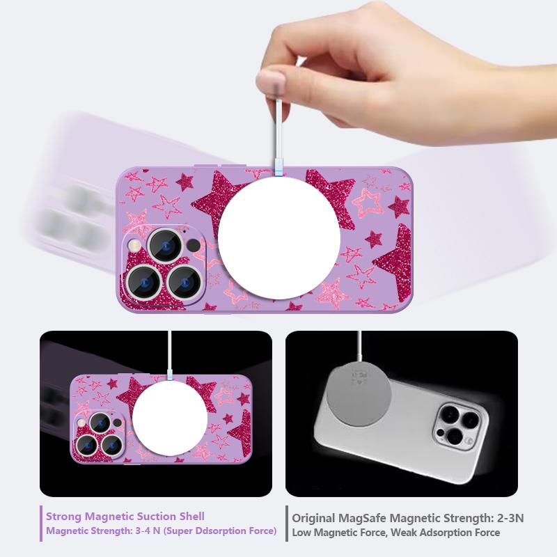 Magnetic For Magsafe Case For iPhone 17 Pro Max Colorful Stars Print Soft Silicone Phone Back Cover For iPhone 16 15 14 13 Pro Max 16e 17e