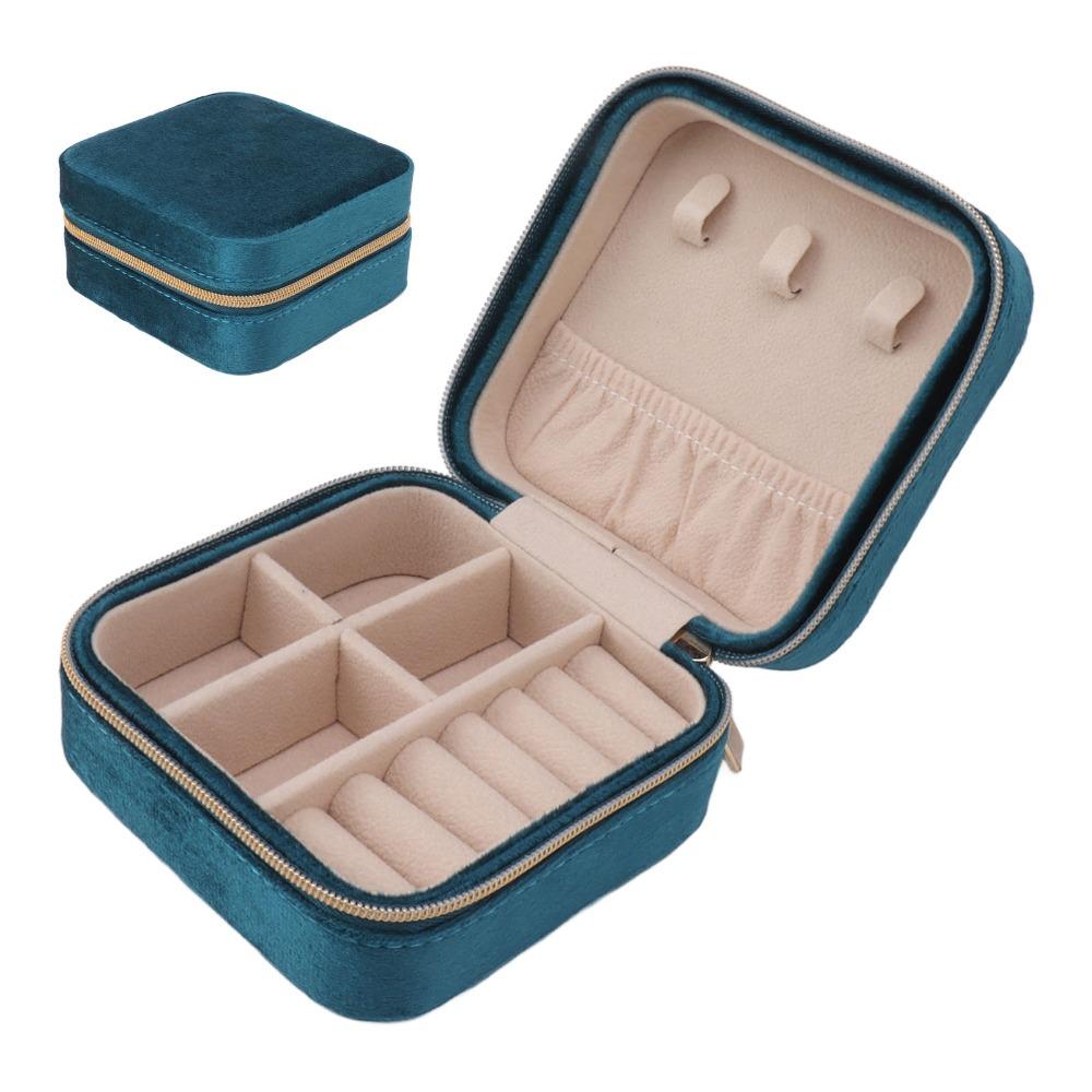 2 Layer Design Velvet Jewelry Box Soft Velvet Travel Jewelry Organizer Elegant Compact Portable Storage Case Travel Use
