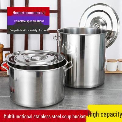 Commercial Grade 201 Stainless Steel Soup Pot with Lid (35cm Diameter)