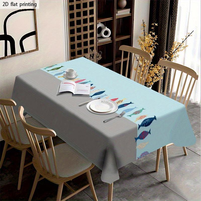 1pc Tablecloth Soft Fashionable Aesthetic Colorful Small Fish Pattern Table Cover, Machine Washable And Easy to Clean, Dining Table Coffee Table Book