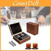 Luxuriöses Whiskygläser-Set aus braunem Granit mit Whisky-Steinen und Holzbox
