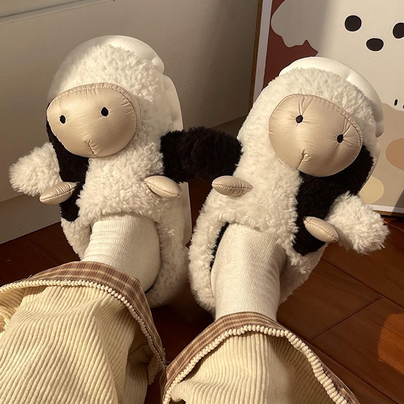 

fashion Cows cotton slippers women s winter indoor home thick bottom plush couple cotton slippers men thick bottom non-slip slippers