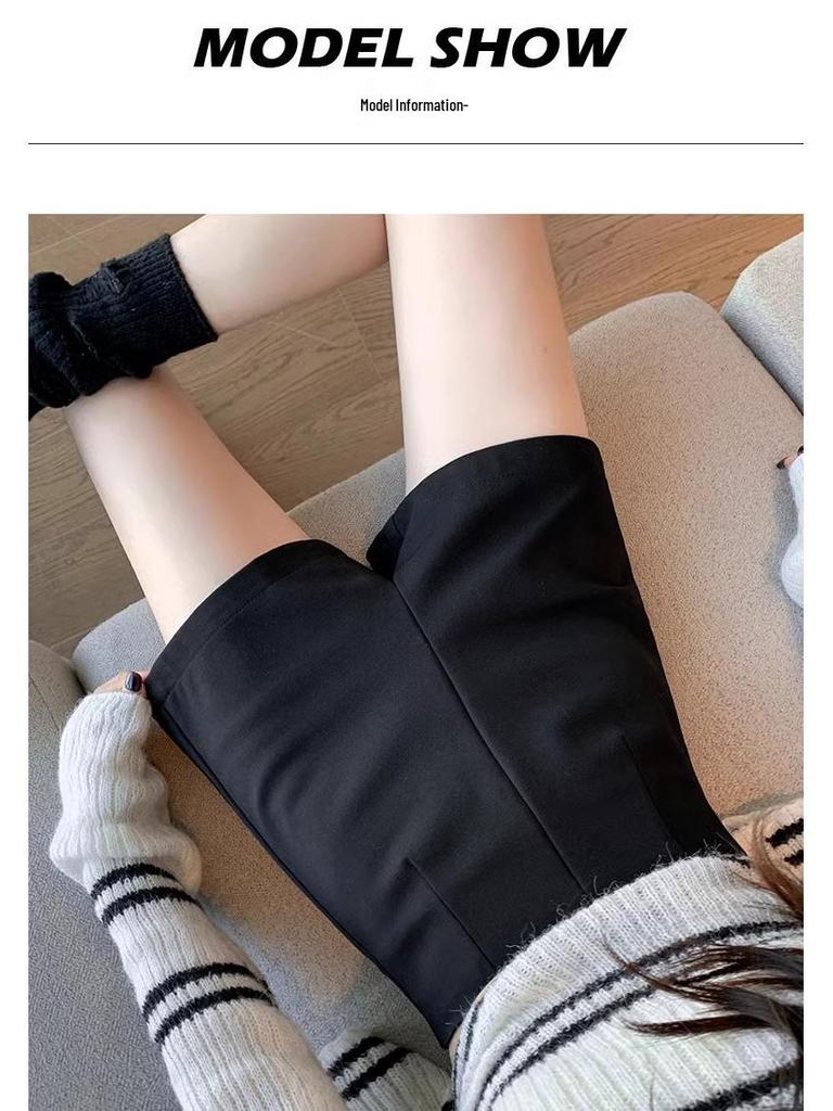 Women's Black High-Waist Slimming Suit Shorts - 2025 Summer Korean Style