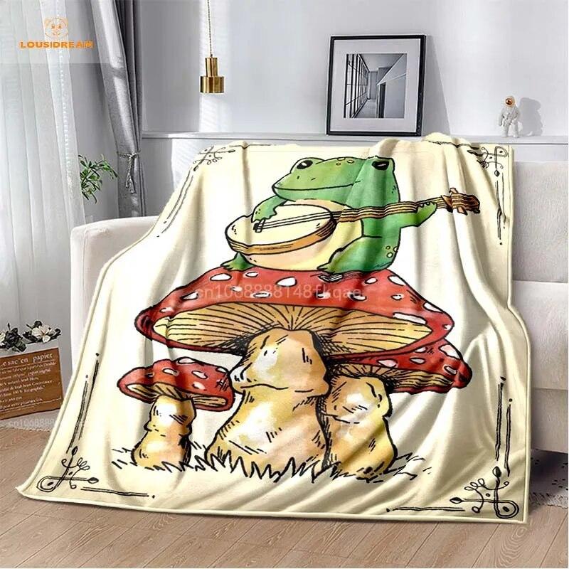 Anime Green Frog Designová deka s velkými očima Měkká přehoz přes postel Plážový teplý cestovní povlak pro děti Chlapci Dívky Dárek