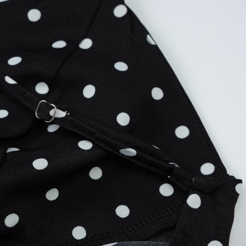 European and American summer temperament polka dot print sexy V-neck suspender backless dress