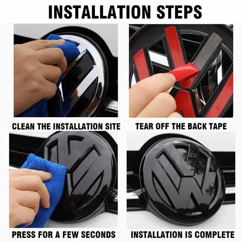 For VOLKSWAGEN VW 2Pcs Front Grill&Rear Emblem Lid Covers Logo Stickers for Volkswagen VW POLO Golf 4-8 MK4-MK8 Sportvan Upgrade