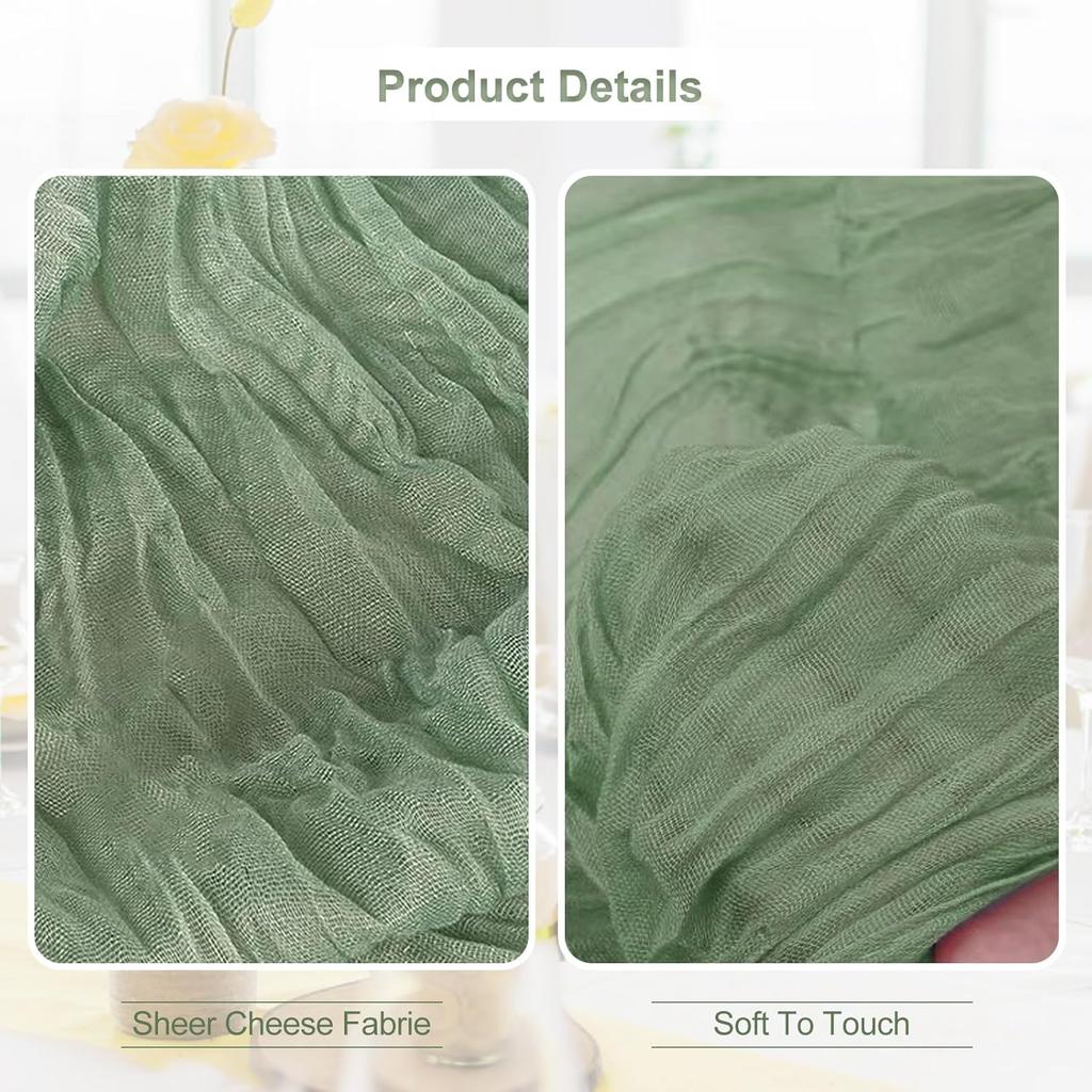 8Pcs Cheesecloth Table Runner, Boho Gauze Cheese Cloth Table Runners for Wedding Party Baby Bridal Shower Banquet Home Decor