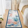 Underwater World Runner Rug Coral Starfish Shell Conch Seahorse Print Carpet Daily Home Decor Non-Slip Hallway Bedroom Floormat