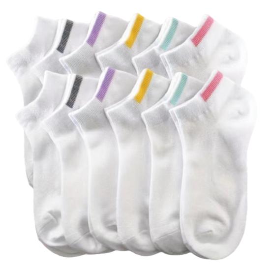 

6 Pairs Women Socks Colorful Stripes Design Shallow Mouth Socks Sweat-Absorbent Hidden Ankle Socks Daily Wear