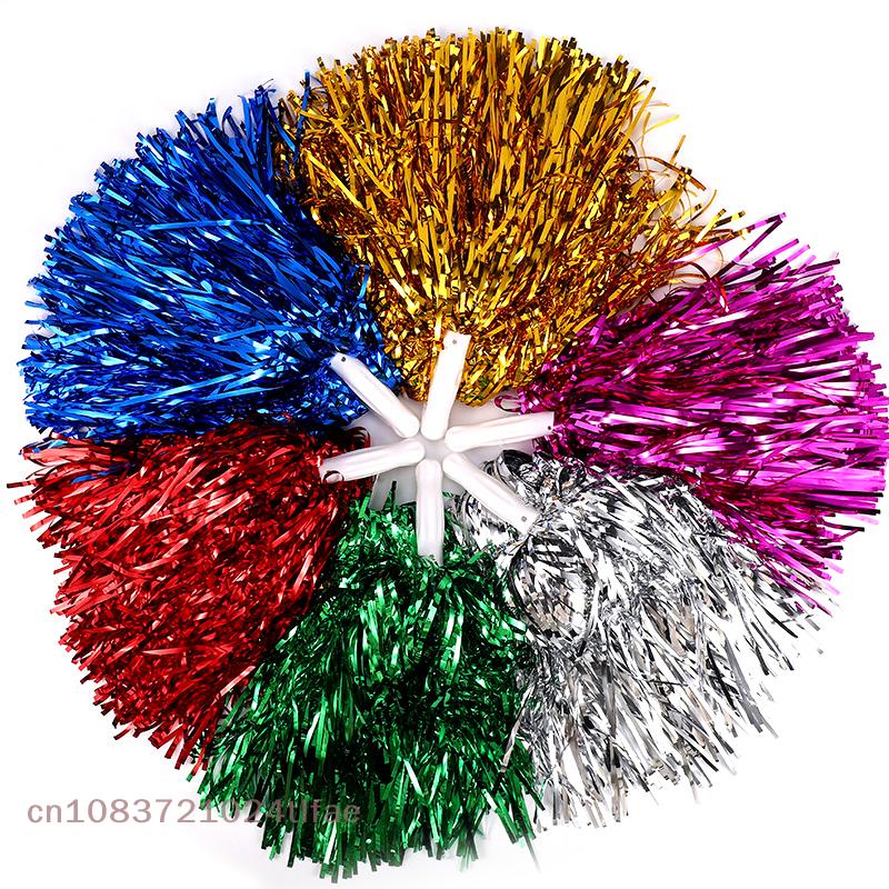1Pair Cheerleading Pom Poms, Non-Fading Metallic Streamer, Suitable for Kids & Adults, Dancing Team Sports