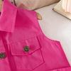 Girls' Fashion Set: Summer Solid-Color Sleeveless Denim Top and Pleated Skirt Two-Piece Set
