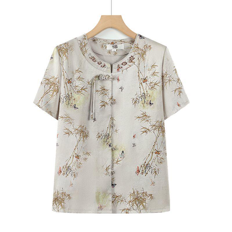 

2026 New Summer Short-Sleeve Top for Middle-Aged & Elderly Women - Breathable Mom s Shirt 2XL (Recommended 100-115 lbs)
