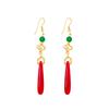 New Chinese red water drop pendant earrings women's national style long fringed stud earrings festive ears