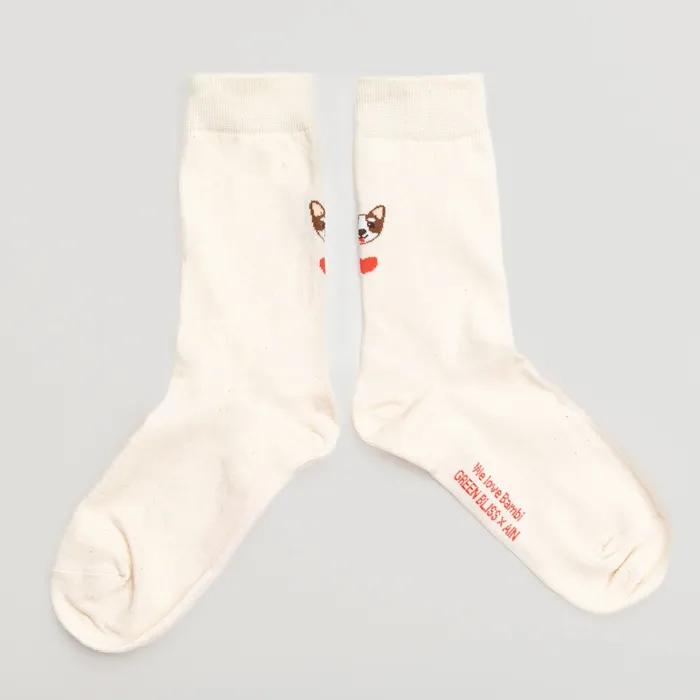 Bambi Natural. Soft organic non-compression illustrated socks