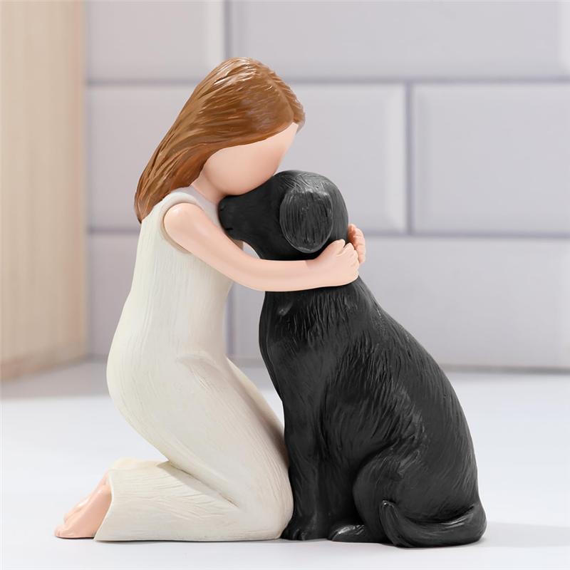 A25F-Figure Statue Amore Mio Cane, Angeli Cane Amicizia Ricordo Regali, Figure Scolpite Dipinte a Mano Per Amanti dei Cani