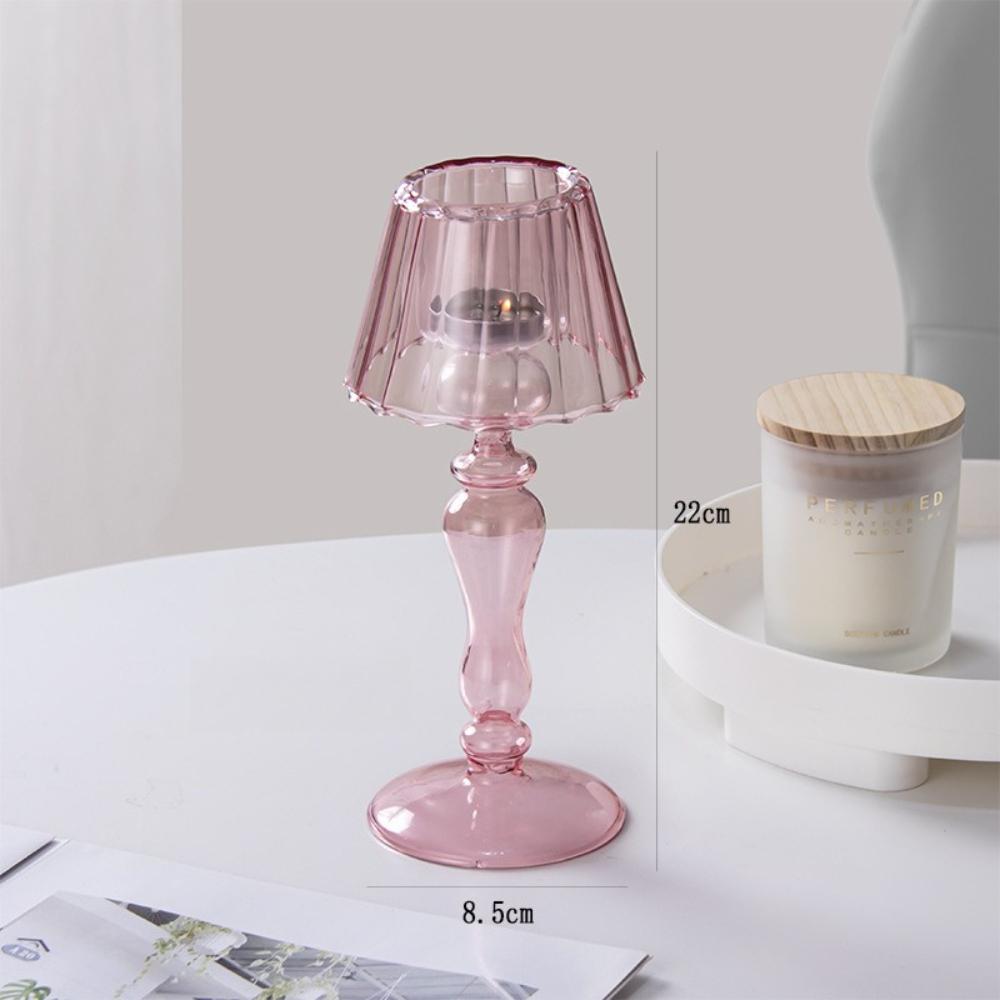 Creative Desk Lamp Shaped Glass Candle Holder European Romantic Dinner Candle Holder for Wedding Dinning Party Supplies Decor