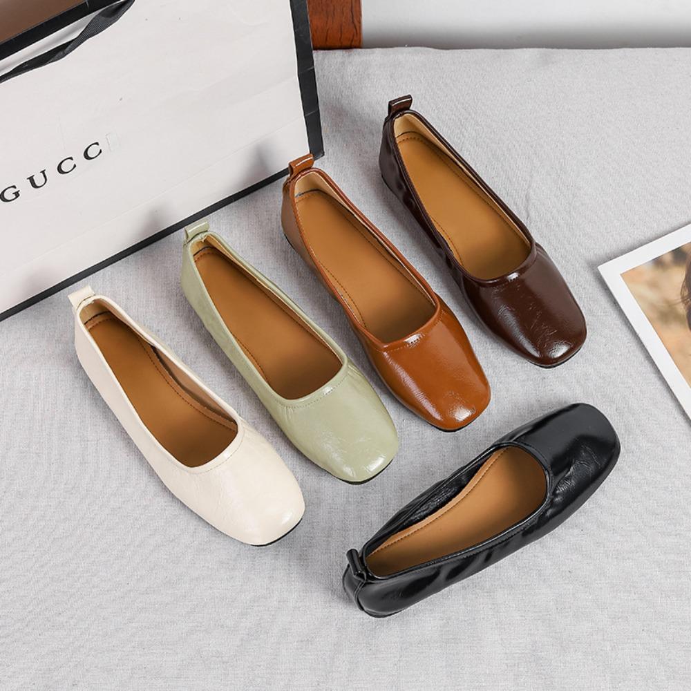 Fashion Flat Shoes Women Light Mouth Single Shoes Women's Spring Summer New Versatile Flat Bottom Square Head Solid Color Women's Shoes