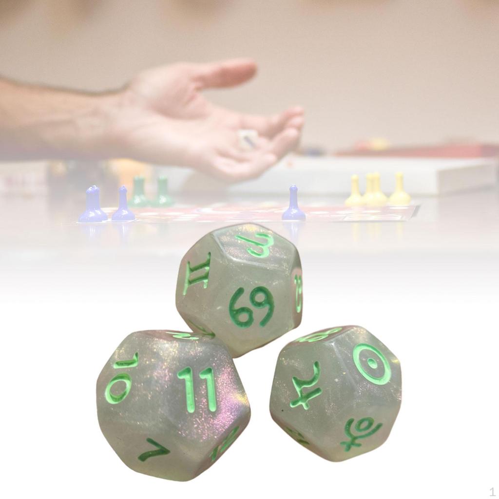 3 Pack of D12 Polyhedral Dice for Games And Learning